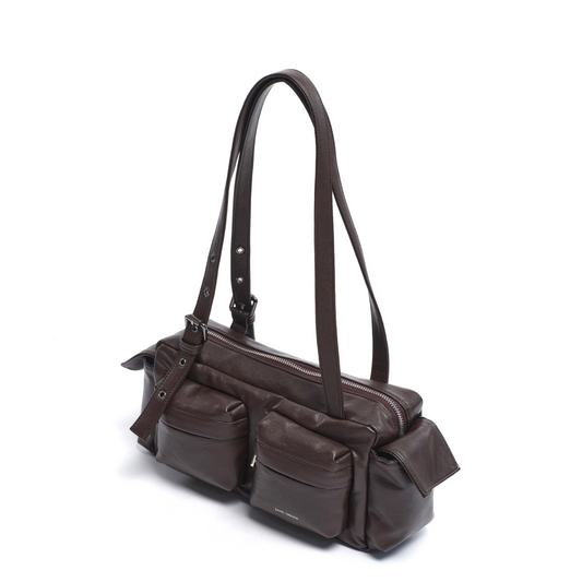 SAMO ONDOH - pocket utility bag M nappa chocolate (DISPATCH IN 48HRS)