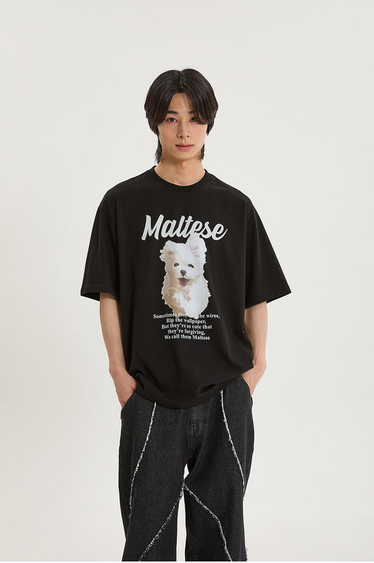 WAIKEI - GOOREUM illustration half Sleeve T-shirt BLACK