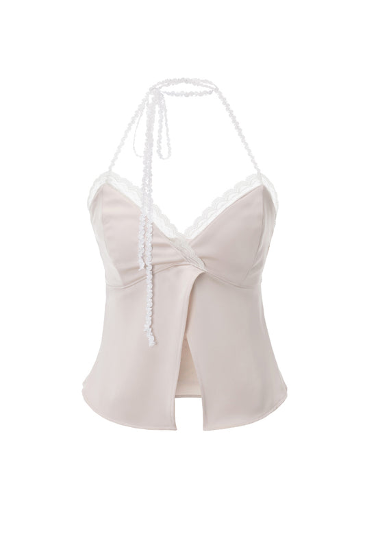 THREETIMES - Margot halter top rose beige