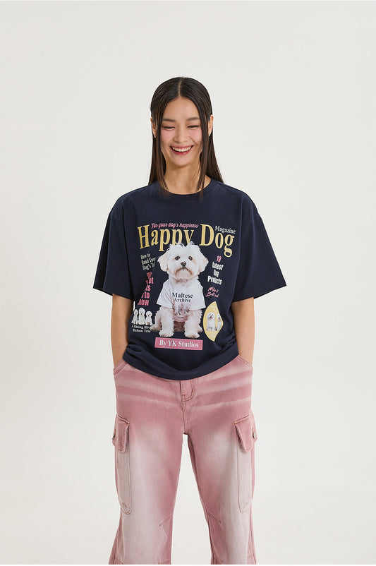 WAIKEI - Maltese magazine half sleeve T-shirt NAVY