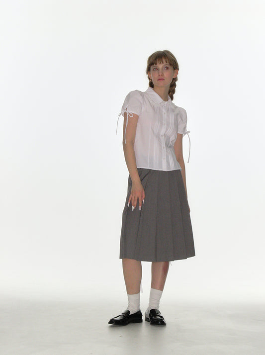 CRANK - PINTUCK LACE COLLAR BLOUSE_WHITE