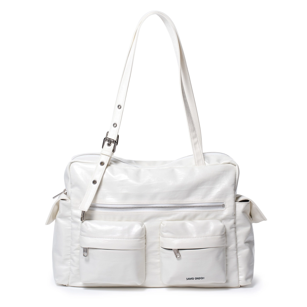 SAMO ONDOH Pocket Utility Bag L Glossy Ivory: Elegant & Spacious
