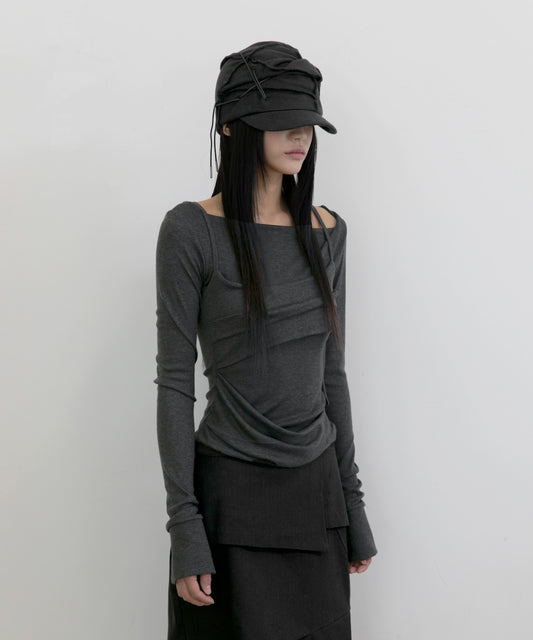 FLAREUP - Layered Bustier Long Sleeve / Charcoal Melange