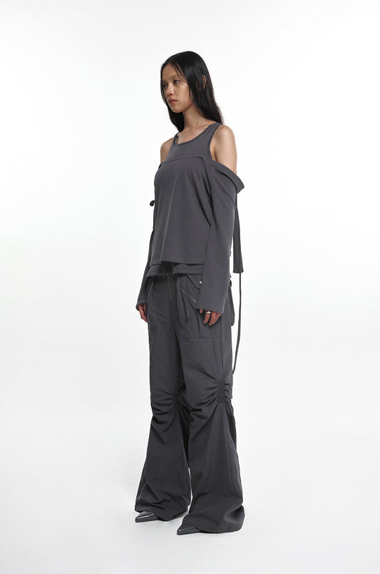 NACHE- EXPOSURE ZIP DETAIL PANTS (UNISEX) CHARCOAL