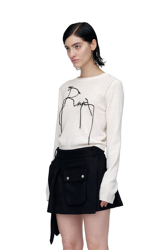 CERRIC - DROP EMBROIDERY KNITWEAR / IVORY