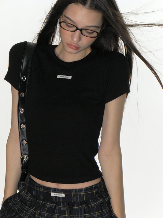 CRANK - CREW NECK BASIC TOP_BLACK