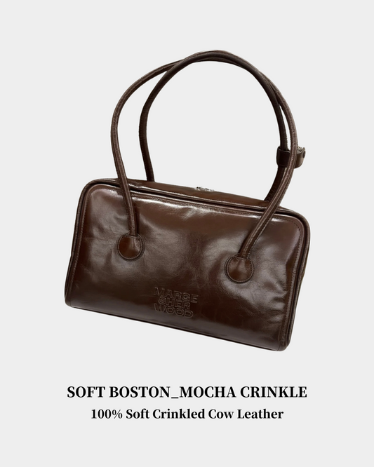 SOFT BOSTON BAG - mocha crinkle