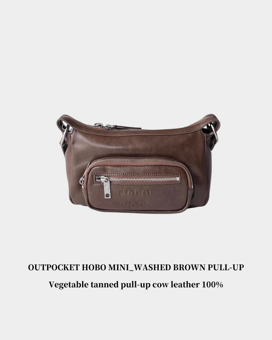 OUTPOCKET HOBO MINI - washed brown pull-up
