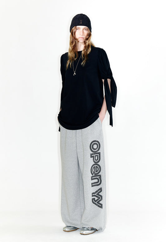 OPEN YY - KNOTTED SLEEVE BOX TEE, BLACK