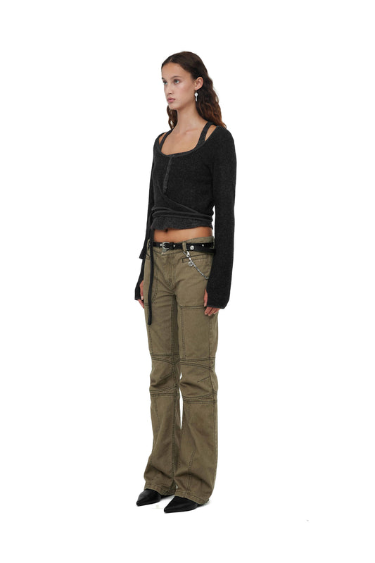 CERRIC - KNEE PIN TUCK PANTS / BROWN