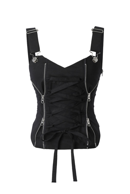 THREETIMES - Zip overall top black