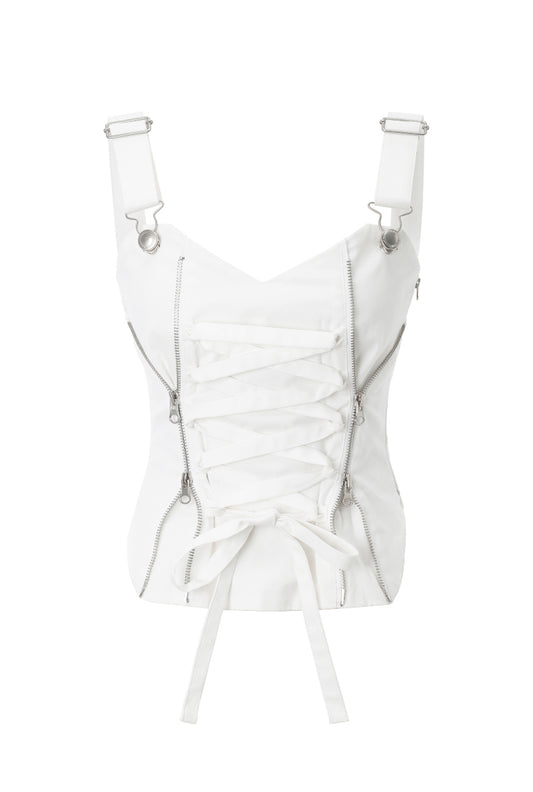 THREETIMES - Zip overall top ivory