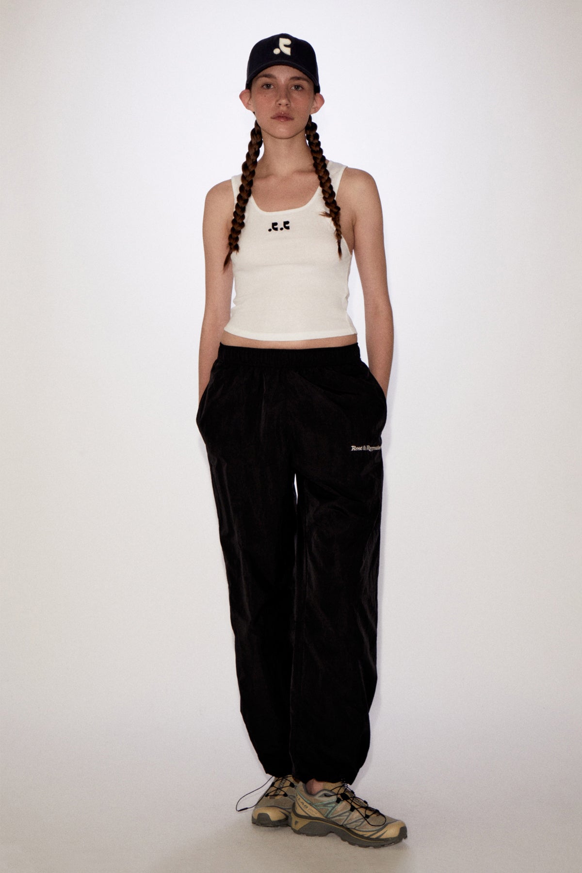 Rest & Recreation RR Logo Short Tank Top - White | Koriah.com.au