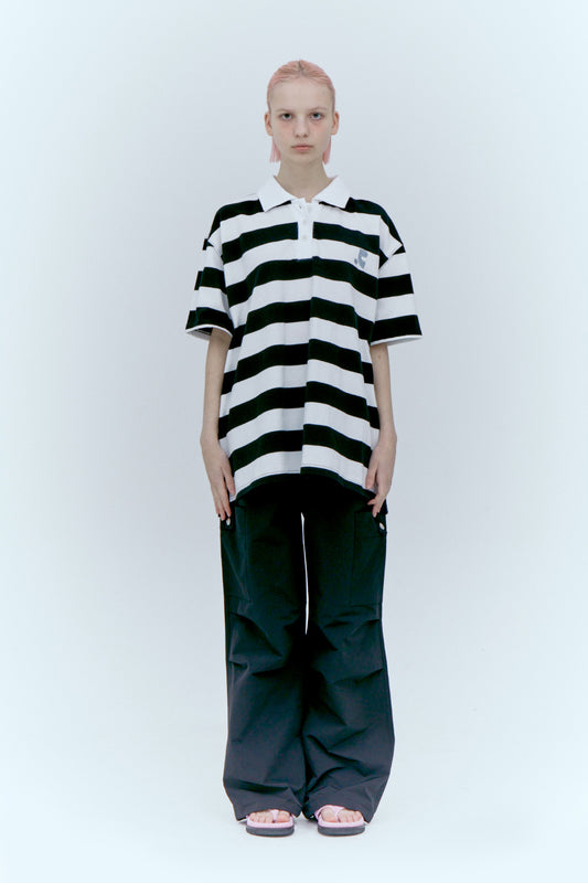 REST & RECREATION - STRIPE RUGBY T-SHIRT White