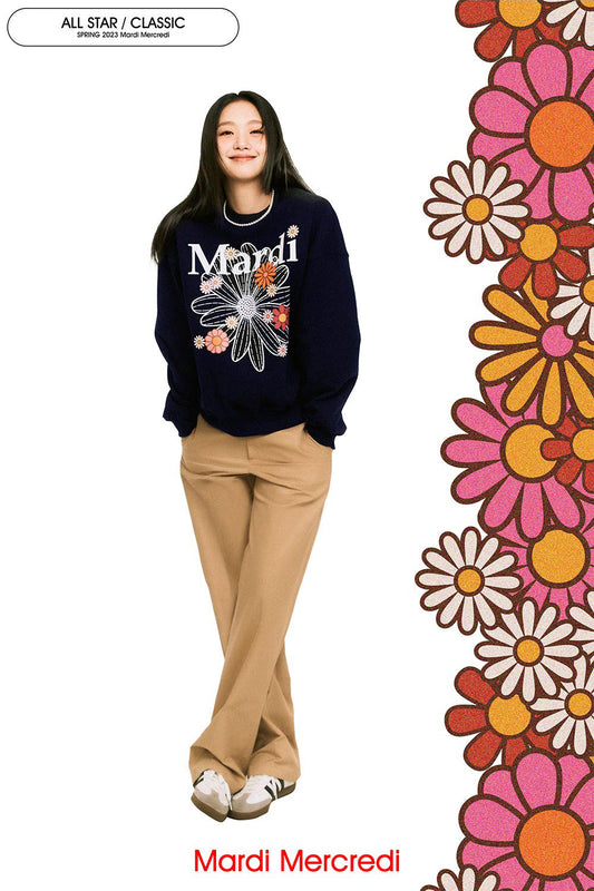 MARDI MERCREDI - SWEATSHIRT FLOWERMARDI BLOSSOM_NAVY WHITE