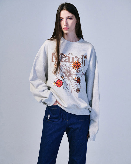 MARDI MERCREDI - SWEATSHIRT FLOWERMARDI BLOSSOM_OATMEAL TAUPE