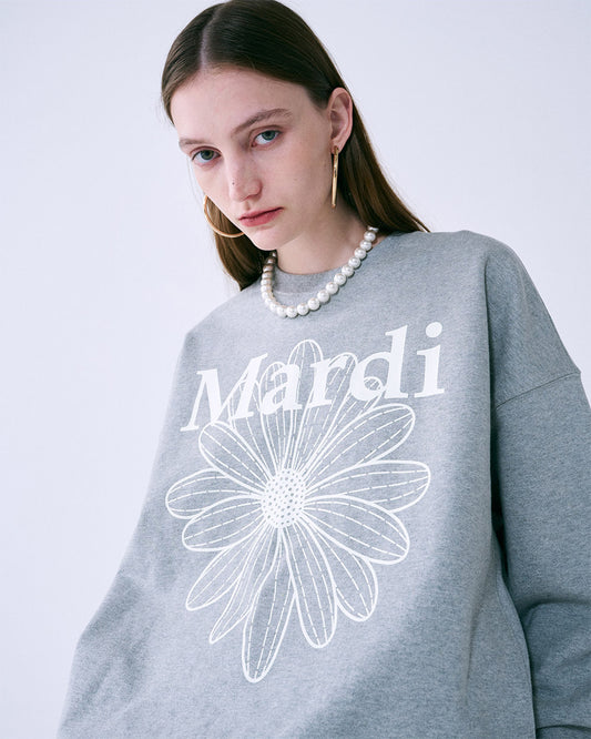 MARDI MERCREDI - SWEATSHIRT FLOWERMARDI_GREY IVORY