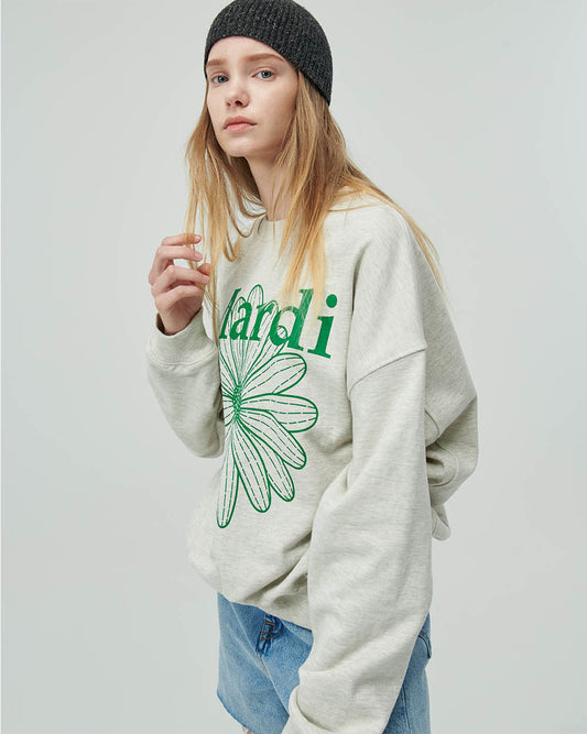 MARDI MERCREDI - SWEATSHIRT FLOWERMARDI_OATMEAL GREEN