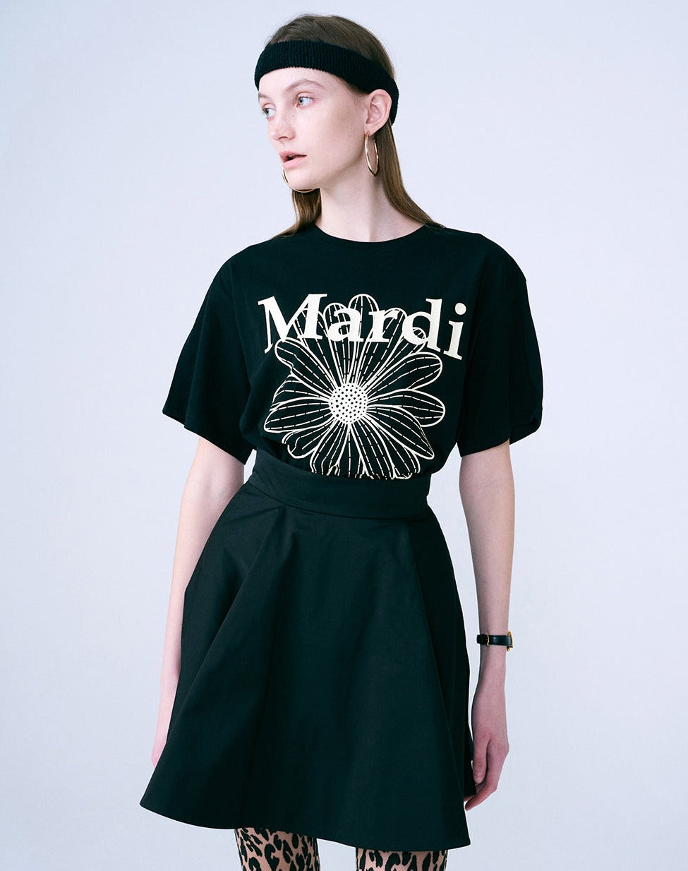 韓国ブランドTSHIRT FLOWERMARDI_BLACK CREAMTシャツ Mardi Mercredi（マルディメクルディ） アパレル Tシャツ BLACK CREAM