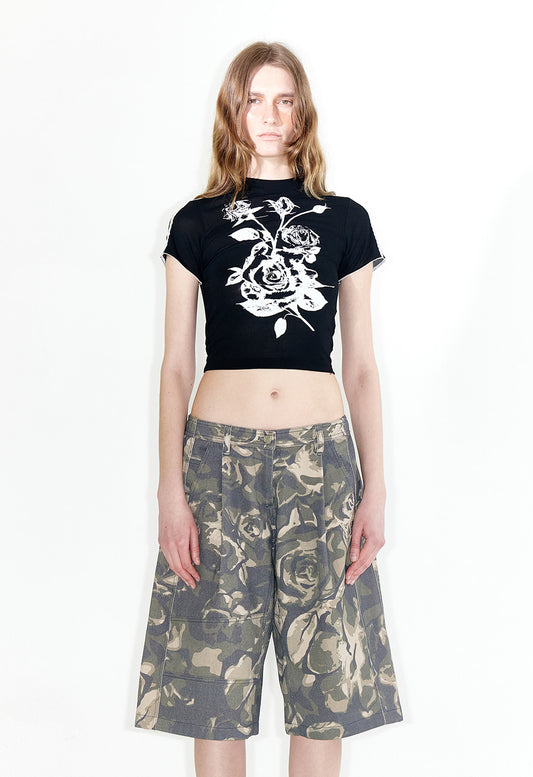 OPEN YY - ROSE BABY TEE, BLACK