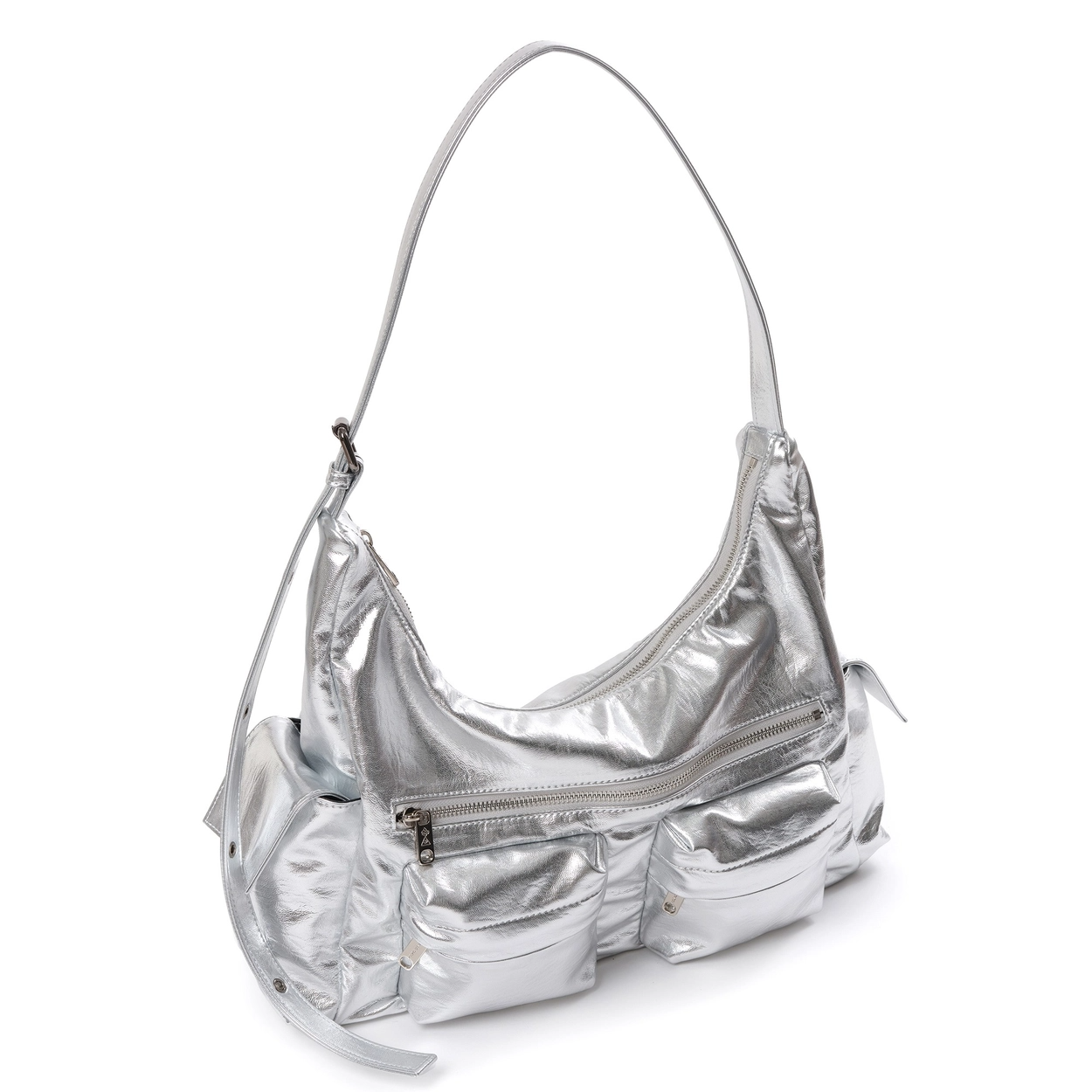 SAMO ONDOH Pocket Mug Bag L Nappa Silver: Elegant