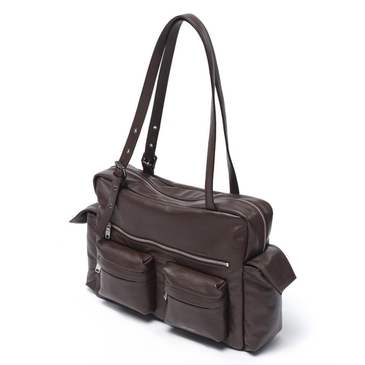 SAMO ONDOH - pocket utility bag L nappa chocolate