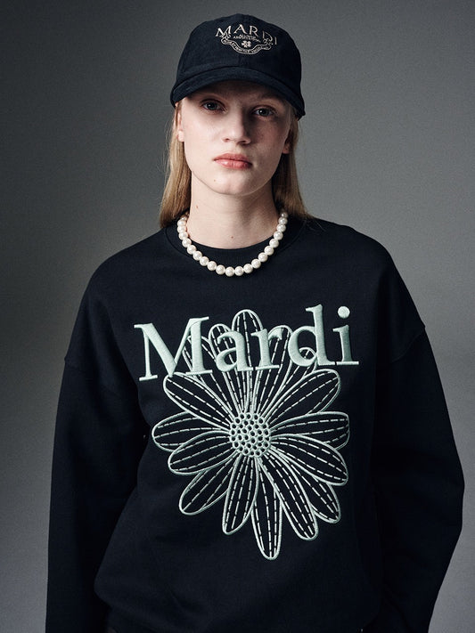 MARDI MERCREDI - SWEATSHIRT FLOWERMARDI NEEDLEWORK_BLACK MINT