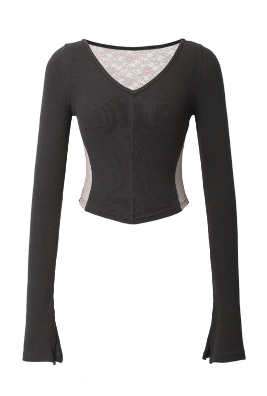 THREETIMES - Ariana tee charcoal