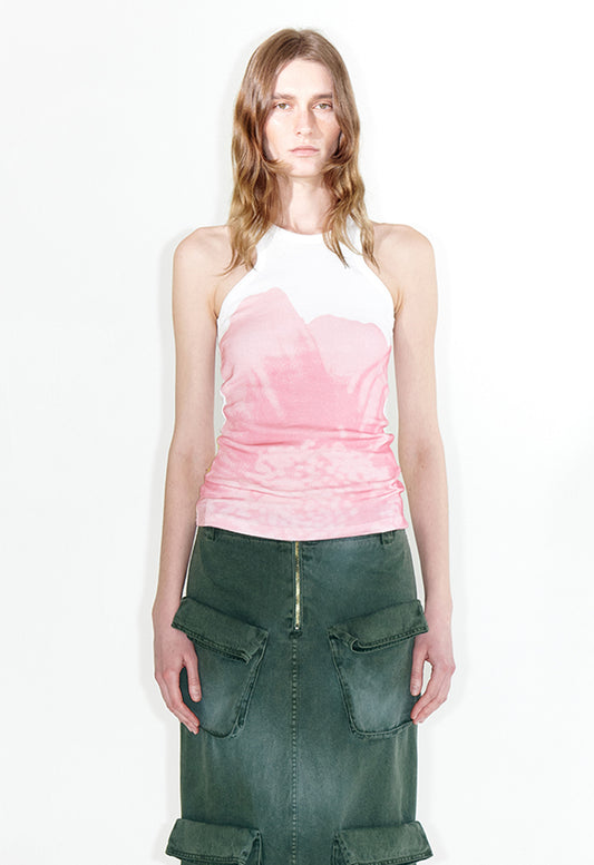 OPEN YY - FLOWER RACER TANK, WHITE