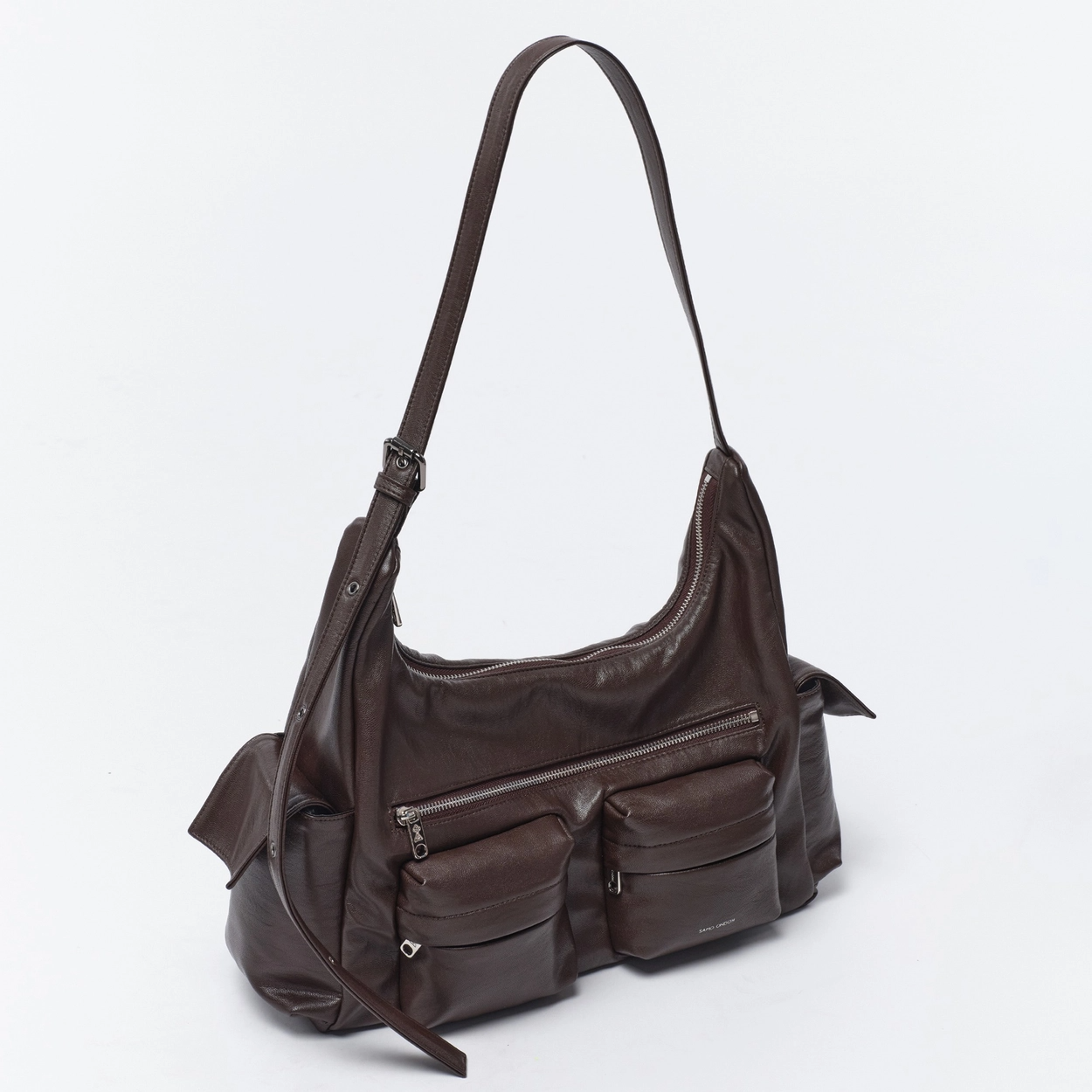 SAMO ONDOH Pocket Mug Bag L Nappa Chocolate: Elegant SAMO ONDOH Pocket Mug Bag L Nappa Chocolate: Elegant