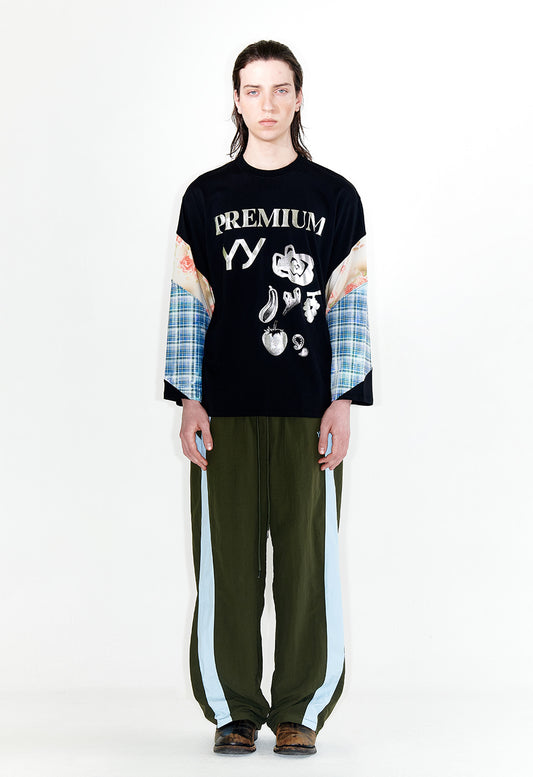 OPEN YY - YY COLOR BLOCK PANTS, KHAKI