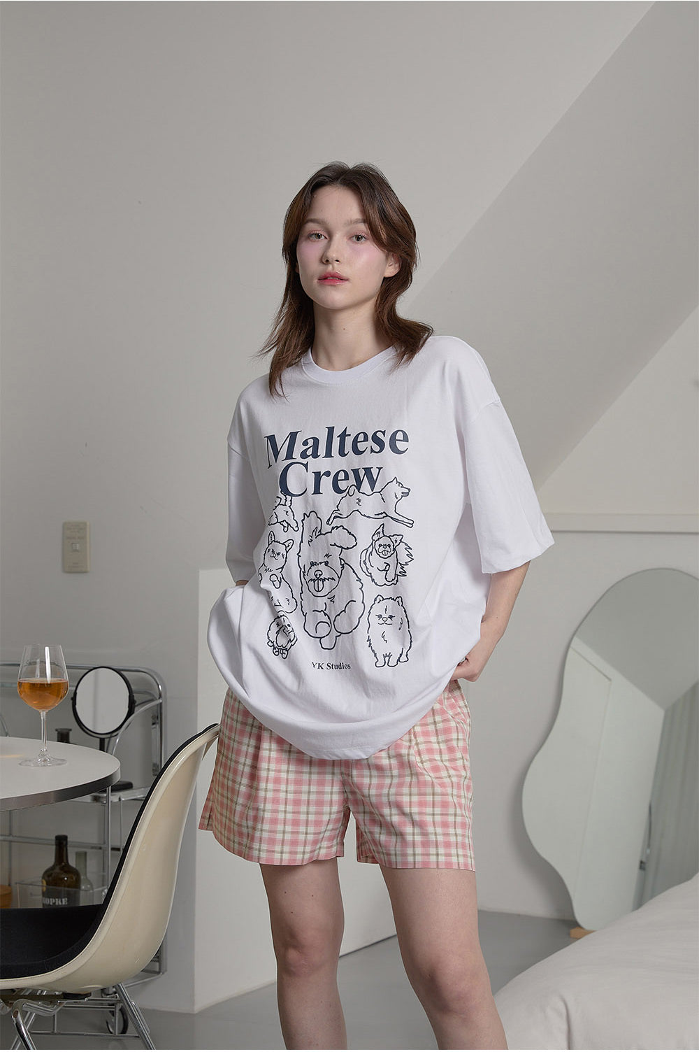 WAIKEI -  Maltese crew line graphic half sleeve T-shirt WHITE