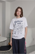 WAIKEI -  Maltese crew line graphic half sleeve T-shirt WHITE