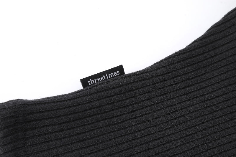 THREETIMES -  One-shoulder button tee Charcoal melange