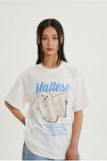 WAIKEI -  Maltese illustration half Sleeve T-shirt WHITE