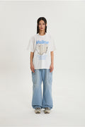 WAIKEI -  Maltese illustration half Sleeve T-shirt WHITE