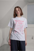 WAIKEI -  Maltese crew line graphic half sleeve T-shirt MELANGE WHITE