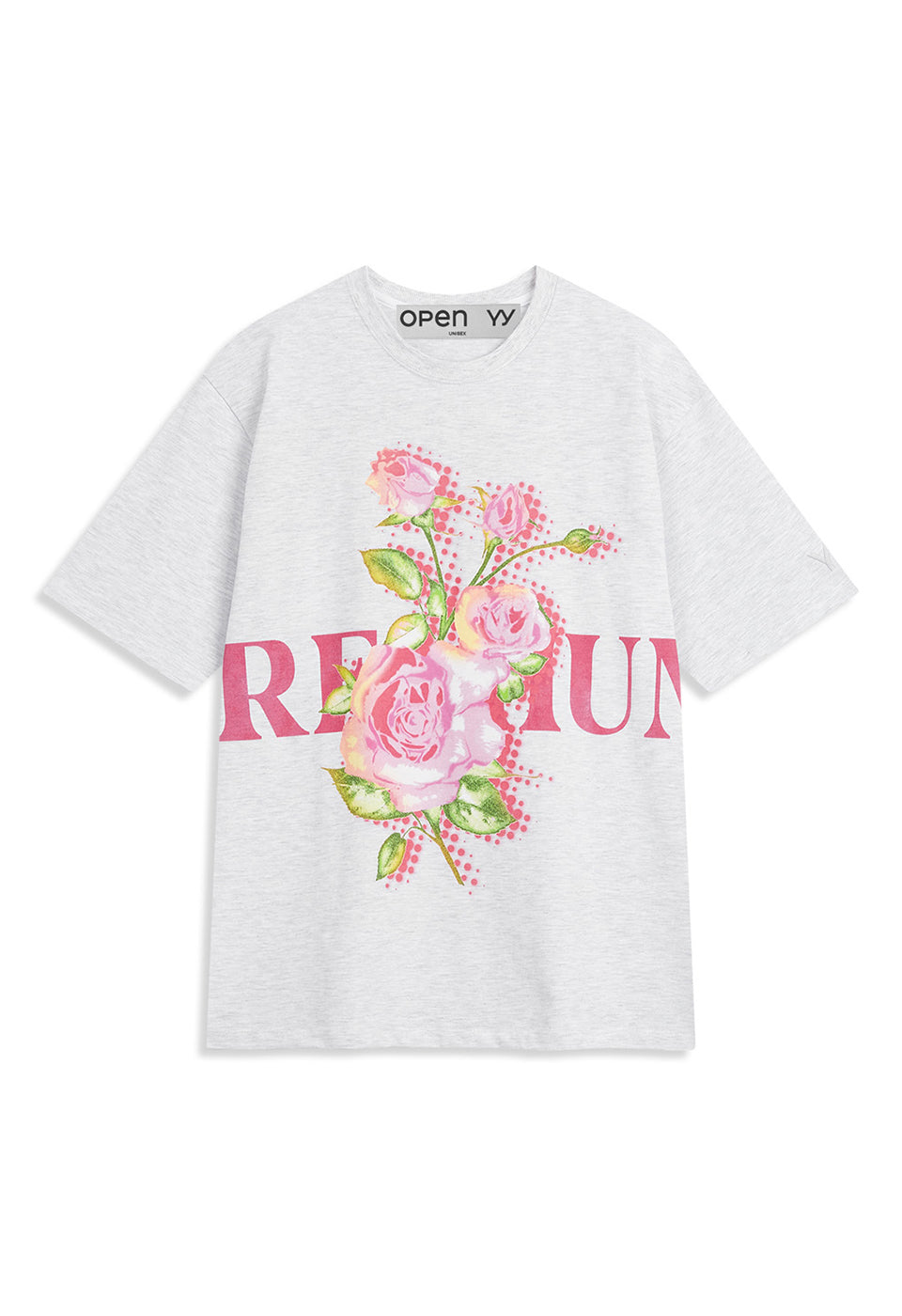 OPEN YY -  PREMIUM ROSE TEE, GRAY