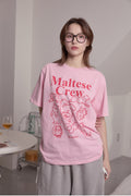 WAIKEI -  Maltese crew line graphic half sleeve T-shirt PINK