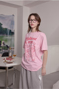 WAIKEI -  Maltese crew line graphic half sleeve T-shirt PINK