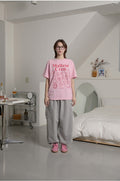 WAIKEI -  Maltese crew line graphic half sleeve T-shirt PINK