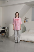 WAIKEI -  Maltese crew line graphic half sleeve T-shirt PINK