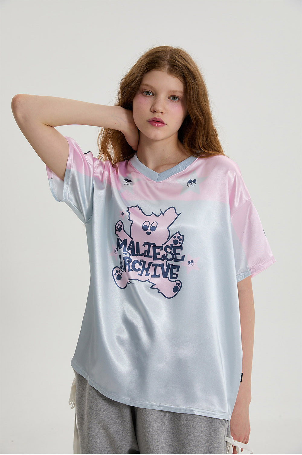 WAIKEI -  Star Maltese silky jersey half sleeve T-shirt PINK