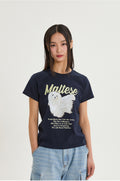 WAIKEI -  Maltese illustration half Sleeve T-shirtNAVY