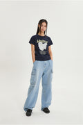 WAIKEI -  Maltese illustration half Sleeve T-shirtNAVY