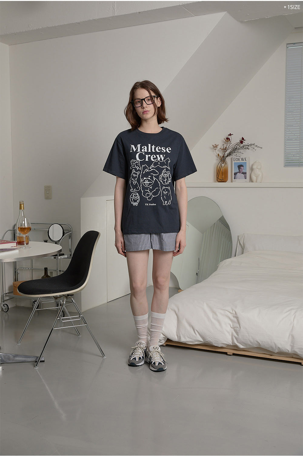 WAIKEI -  Maltese crew line graphic half sleeve T-shirt NAVY