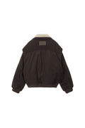 MATIN KIM -  KNIT MIXED FLIGHT JUMPER IN DARK BROWN