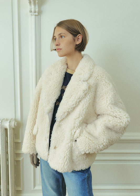 GROVE -  MELISSA SHEARING COAT [IVORY]