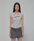 FLAREUP -  Asymmetrical Layered Mini Skirt  / Gray
