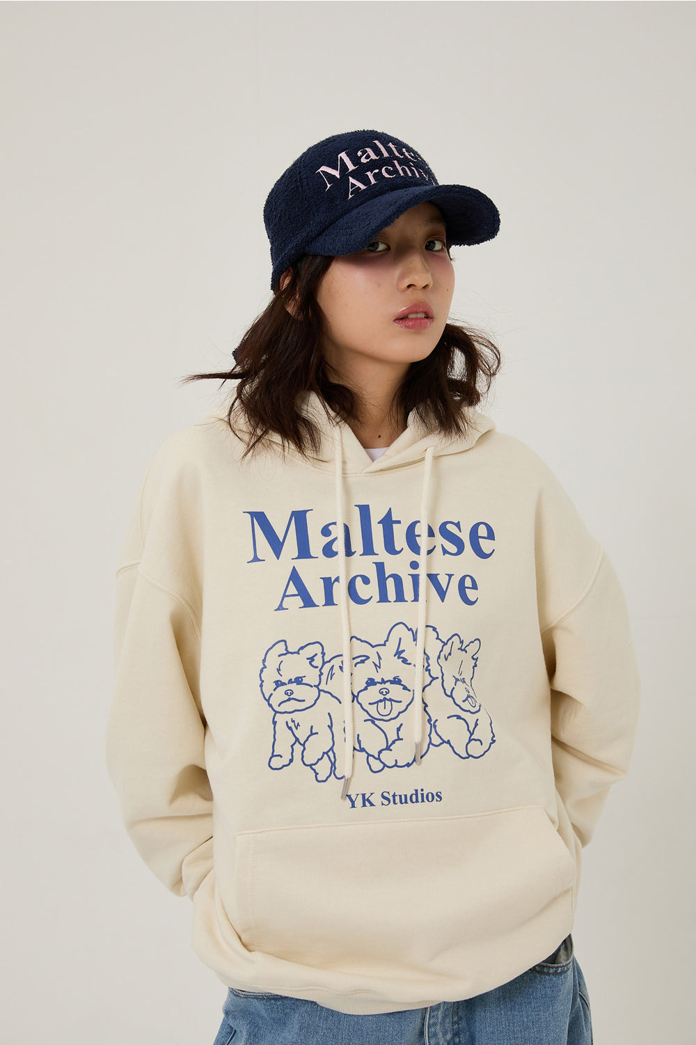 WAIKEI -  Maltese archive line graphic hood IVORY